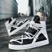 Men's Shoes Men's Harajuku Style Five Pointed Star RO Lace Up Trendy Shoes High Top Casual Shoes Martin Boots Motorcycle Boots_vogvips.com