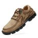 Handcrafted Men's Casual Shoes With Thick Sole - Breathable PU Upper, Lace-Up Design For Business & Workwear (Black, Khaki, Green, Gold)_vogvips.com