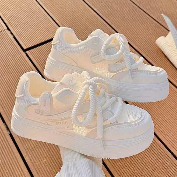 High-value Thick-soled White Shoes Breathable Skirt Mesh Shoes Casual Sports Board Shoes_vogvips.com