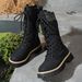 Women's Lace Up Wool Mid Calf Boots Fleece Lined Thick Sole Plus Size Platform Martin Boots New Style Winter Collection_vogvips.com