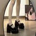 Academy Style Bowknot Super High Leather For Women 2023 Spring And Autumn New Chunky Heel Mary Jane Shoes_vogvips.com