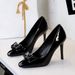 Bow Stiletto High Heels Women's French Patent Leather Glossy Pointed Single Shoes Women_vogvips.com