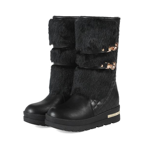 Women Boots Thick Sole Cotton Shoes Mid Calf Boots Winter Inner Height Snow_vogvips.com