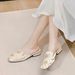 Baotou Half Slippers For Women, Summer Mid-Heel Outdoor Chinese Style Embroidered Shoes, Lazy Mules With Chunky Heels, Fashionable Sandals_vogvips.com