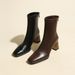 Women's Winter 2024 New French Style Slim Black Commuting Elegant High Square Toe Mid-Calf Chunky Heel Short Boots_vogvips.com