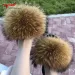 Real Raccoon Fur Slippers For Women Summer Fluffy Indoor House Fuzzy Flat Slides Outdoor Fashion Beach Sandals Flip_vogvips.com