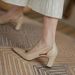 The Store Manager's Personal Choice Is Simple Yet Sophisticated~Soft Leather Fashion Hollow-out Chunky Heel Sandals With_vogvips.com