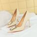 3265-K8 Korean Fashion Banquet Slim Heels Shallow Mouth Pointed Metal Water Diamond Buckle High Heel Single Shoes For_vogvips.com