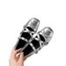 Genuine French Style Height-increasing Ballet Flats For Women, 2026 Spring New Model, Cross-strap Bow Mary Jane Leather_vogvips.com