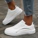 Casual White Wom S Sneakers Chic Silver Trim Soft Lining Non Slip New Minimalist Design PU Leather Skate Shoes For_vogvips.com