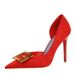 6168-2 Sexy Nightclub Slim Shallow Notched Pointed Side Hollow Square Button Single Shoe High Heel Shoes_vogvips.com