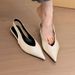Women's French-Inspired Pointed Toe Block Heel Sandals - Elegant Open Back Mules In Black, Beige, Silver, And Leopard Print Pointed Toe Shoes._vogvips.com