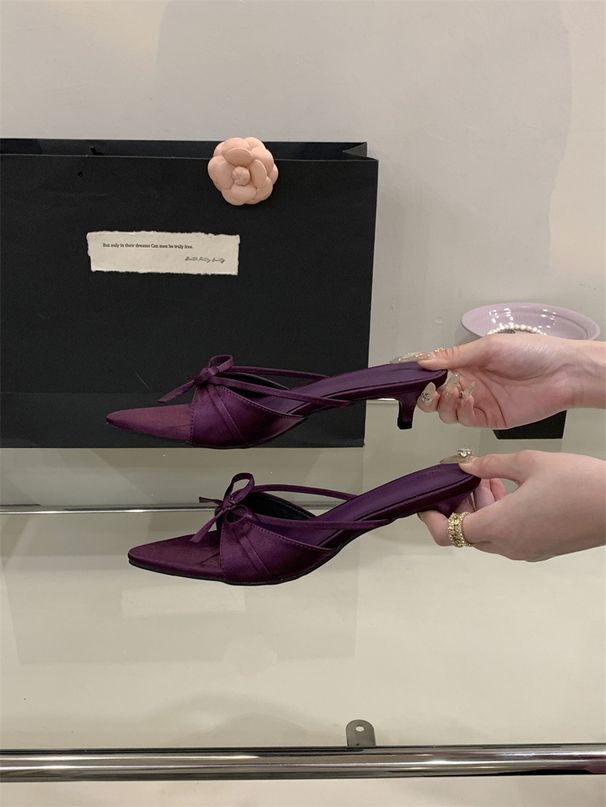 French-style Women's Slippers 2025 Spring-summer For Outdoor Wear With Skirts, High-heeled Shoes, Fashionable Sandals,_vogvips.com