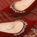 Wedding For Wide And Feet, Large Size High Heels, Pointed Toe, Stiletto Heel, Rhinestone, Suede, 2025 Model, Xiuhe_vogvips.com