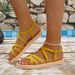 Women's Fashion Trend College Style Holiday Style Soft Bottom Solid Color Strappy Flat Sandals_vogvips.com