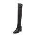 Elastic Soft Leather Chunky Long For Women 2024 Autumn Winter New Fleece-Lined High Heel Slimming Over-the-Knee Boots_vogvips.com