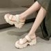 Women's High Heeled Sandals Stylish Versatile Non Slip Summer Thick Soled Roman Style Single Strap Thin Strap Simple Solid Color_vogvips.com