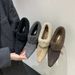 Height-Increasing Gray Pointed Toe Retro Furry Women 2025 Autumn Winter New Slip-On Single Shoes With Fleece Lining For_vogvips.com