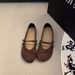 Brown Mary Jane Women's 2025 New Spring And Autumn Elegant Little Style Flat French Suede Single Shoes For Women_vogvips.com