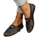 Women's Shoes Hollow Mesh Mary Jane Sandals Women's Pumps Summer Hot Style Round Toe Belt Buckle Flat Heel Single Shoes_vogvips.com