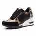 New Plus Size Women's Shoes With Thick Sole And Increased Height Inside, Round Toe Cross Strap Shoes, Casual Wedge Heels_vogvips.com