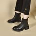 ShoeVault Genuine Leather Flat Round Toe Thick Short For Women 2024 Autumn Winter New Style Chunky Heel Soft Sole Single Versatile_vogvips.com