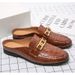 100% Genuine Leather Men’s Half For Men Mules Casual Designer Shoes Fashion Loafers Luxury Black Slippers 2022_vogvips.com