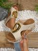 Summer New Women's Open Toe Slippers Large Size Thick Bottom Wedge Heel One Strap Beach Shoes Light Foam Bottom with Buckle_vogvips.com