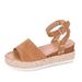 Large Size 43 For Women 2023 Summer New European And American Style Woven Thick-Soled Ankle Buckle Open-Toe Sandals_vogvips.com