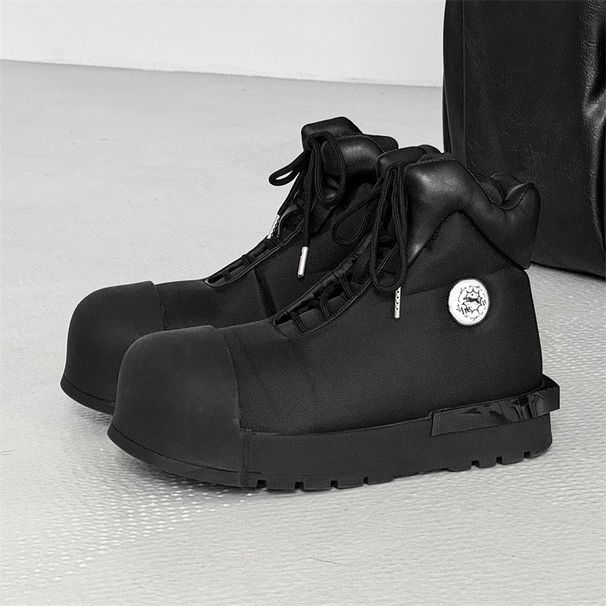 Men's Shoes Big Head High Top Shoes Men And Women Thick Bottom Heightening Martin Boots Niche High Street Style Board Shoes Couple Bread Shoes_vogvips.com