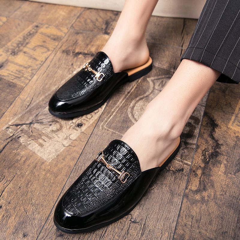 2024 Spring Summer Breathable Closed Toe Men's Backless Half Slippers Genuine Leather Lazy Sandals For Men_vogvips.com