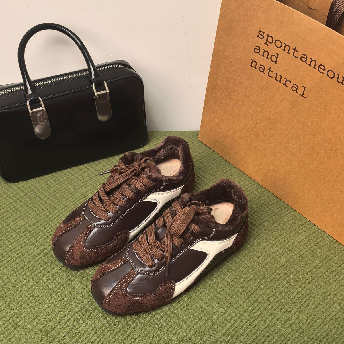 Women's Shoes Petite Color Blocked, Height Increasing German Style Training Shoes, Autumn/winter New Style, Fleece Lined, Warm, Casual, Sporty._vogvips.com