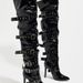 Punk Rock Women's Knee-High Boots With Studs & Buckle Strap - Pointed Toe Stiletto Heel Over The Knee Boots For Women_vogvips.com