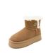 Versatile thick soled short boots, French style new fur worn as outerwear, summer snow cotton shoes, warm and plush_vogvips.com