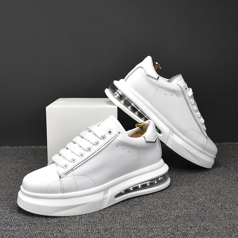 Spring And Autumn Men's New Casual Low-top Cowhide Multi-functional High White Shoes Trend Plate_vogvips.com