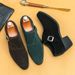 Men's Shoes Plus Size High Heel Leather Shoes Thick Sole Heightening Casual Leather Shoes Trendy Retro Green Leather Shoes_vogvips.com