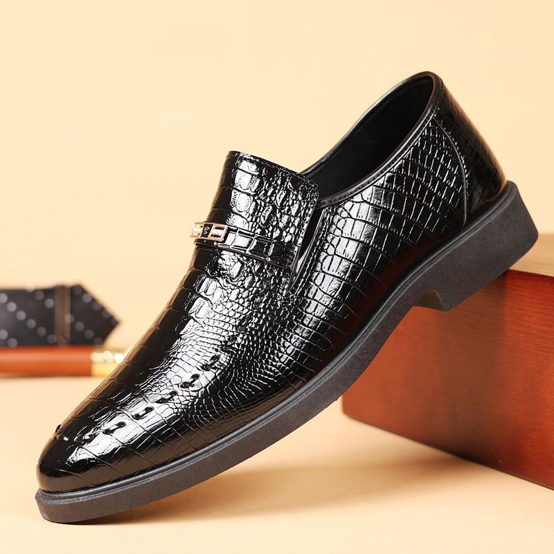 Men's Shoes Business Formal Men's Leather Shoes Large Size Crocodile Pattern Slip On Casual Versatile Men's Shoes_vogvips.com