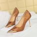 Elegant Satin High Heels For Women Pointed Toe Evening Party Shoes With Metallic Accents Comfortable Rubber Sole_vogvips.com