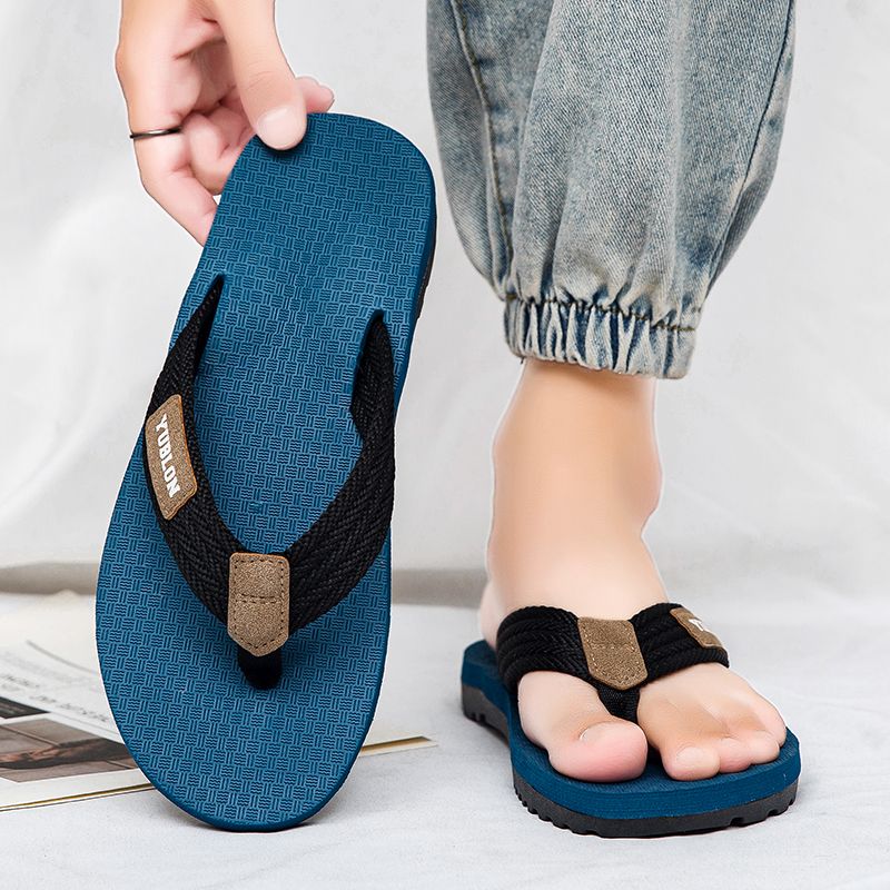 Men's Flip Flops For Summer Wear Non-slip Rubber Bottom Sandwich Fashionable Casual Beach Foot Stroke_vogvips.com