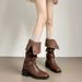 Cowhide Version ~ Thick-Soled Over-the-Knee For Women, Two-Way Wear Belt Buckle, Slouch With Chunky Heels, High Tube_vogvips.com