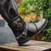 Vintage Metal Buckle Side-Zip Work Boots For Men - Retro Casual Ankle Boots With Anti-Slip Sole & Breathable Lining (Black, Tan, Brown)_vogvips.com