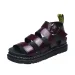 Women Black Leather Platform Gladiator Sandals Multi Strap Ankle Buckle Adjustable Yellow Stitch Chunky Open Toe Summer_vogvips.com