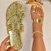 Summer New Style Gold Multi Strap Flat Sandals for Women European American Style Fashionable Versatile plus Size Flip Flops_vogvips.com