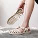 2025 Spring/Summer New Roman Sandals For Women, Jelly Shallow Flat Buckle Closed-Toe Hollow Comfortable Single Shoes,_vogvips.com