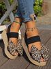 Women's Wedge Thick Sole Sandals Sexy Leopard Print Bow Daily Commuting Beach Party Leisure Fashion Versatile Sandals_vogvips.com