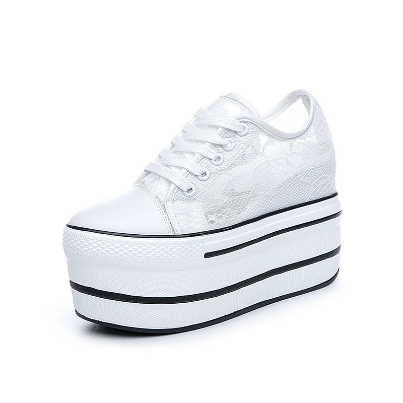 Women's Spring Summer New 2026 Platform Lace Hollow Breathable Height Increasing Single Shoes Korean Style Easy To Match_vogvips.com