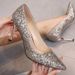 Stiletto Sandals Bridesmaid Crystal Shoes Spring Summer New Pointed Toe Sequin Bride Fashion High Heels Women Thin_vogvips.com