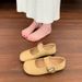 Cute Round Head Literary Style Single Shoes Women's Inner Height Increase Square Head One-word Buckle With Mary Jane_vogvips.com