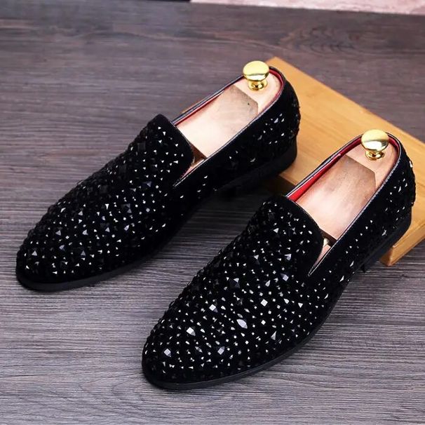 Movechain Arrive Men's Genuine Leather Loafers Casual Shoes Fashion Mens Rhinestone Driving Shoes Man Flats Dress Wedding Shoes_vogvips.com