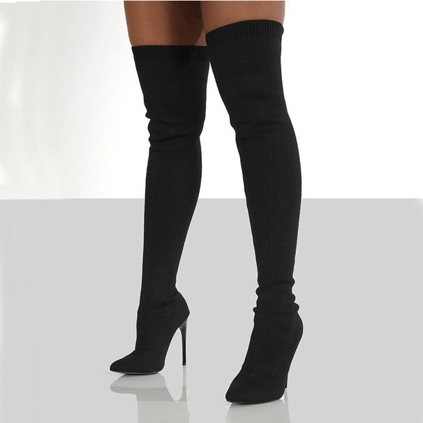 2024 Autumn Winter New High Heel Women's Large Size Over-the-Knee Knitted Long Boots_vogvips.com